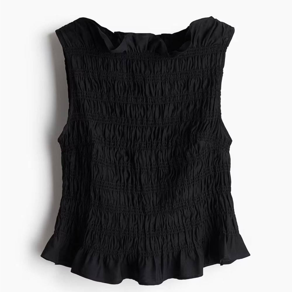 H&M Black Textured Sleeveless Blouse